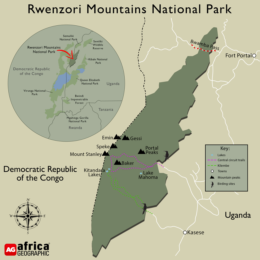 Map of the Rwenzori Mountains
